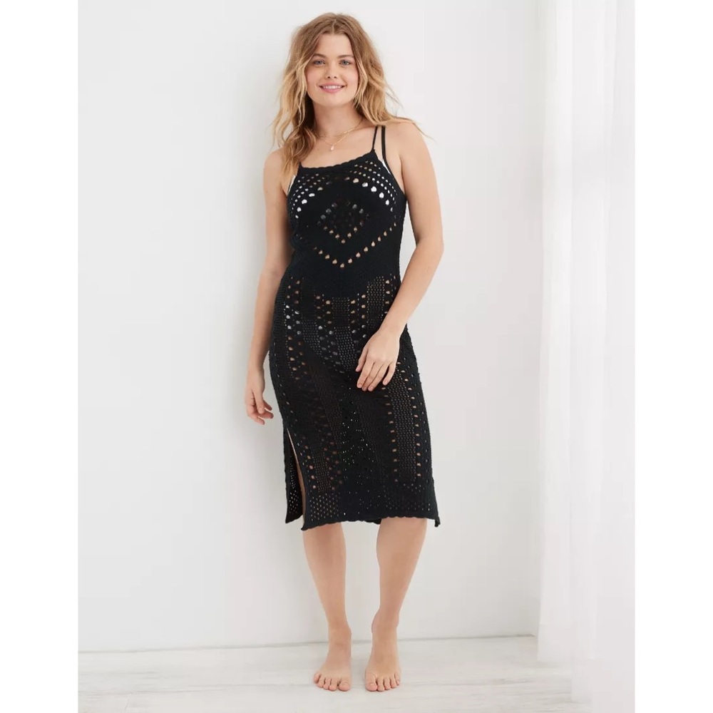NWOT Aerie Crochet Halter Midi Dress - Picture 2 of 12